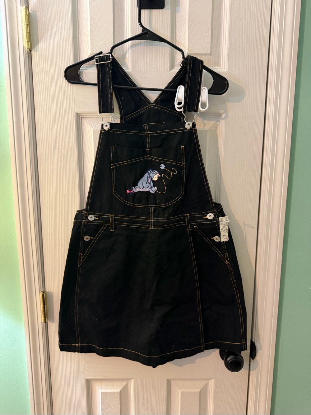 90’s Disney Pooh Dark Denim Overall Skort with Eeyore Embroidered Pocket